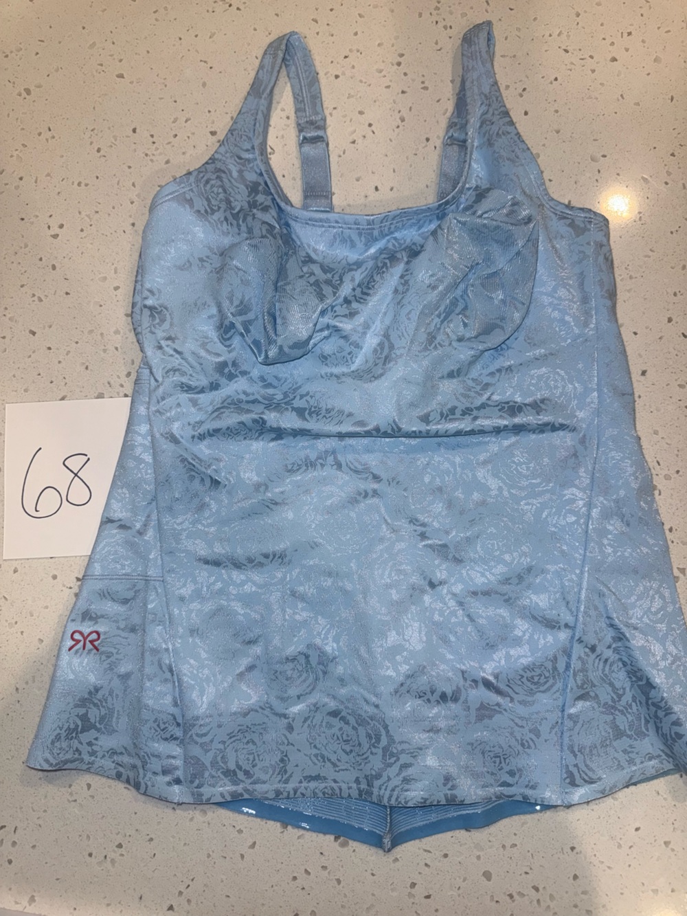 Ruby Ribbon Pocket Cami, Light Blue with Rose Deluster, NEVER WORN, 38
